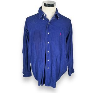 Polo Ralph Lauren Corduroy Shirt Men's XL Blue Blake Button Down Collar Cotton